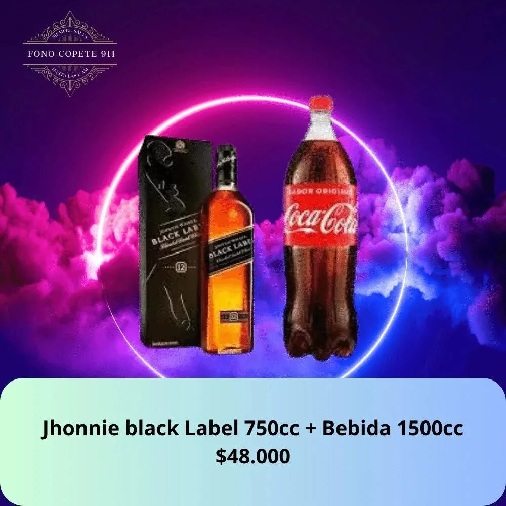 Wisky Jhonnie Black label 750cc +Bebida 1500cc