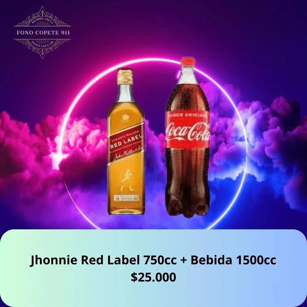 Jhonnie Red Label 750cc + Bebida 1500cc